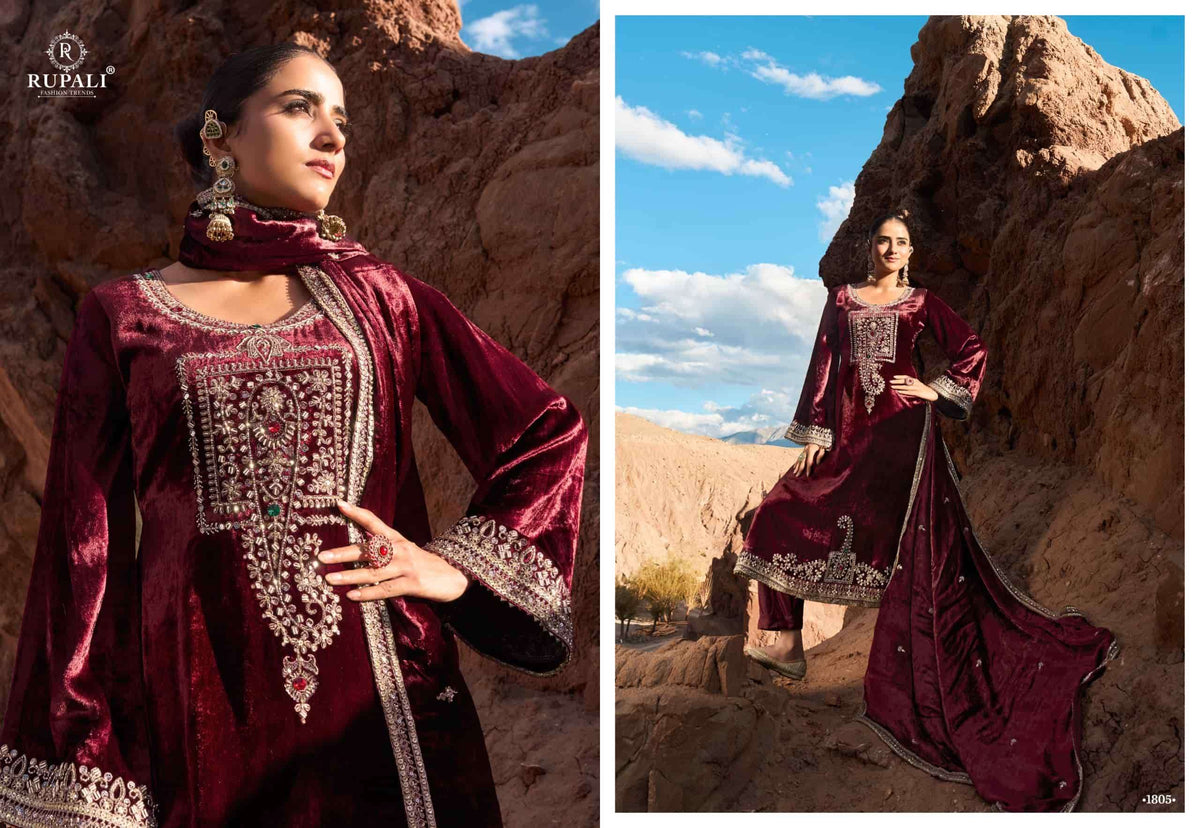 Rupali Fashion Naveli Pure Viscose Velvet Dress Material