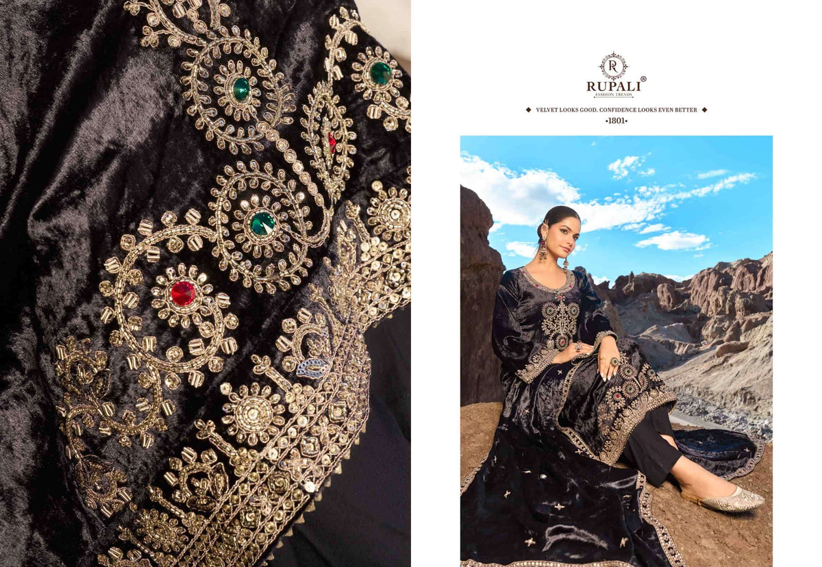 Rupali Fashion Naveli Pure Viscose Velvet Dress Material
