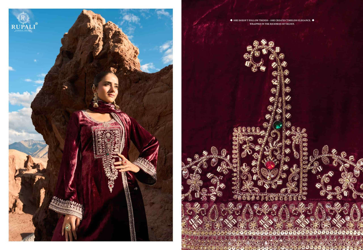 Rupali Fashion Naveli Pure Viscose Velvet Dress Material