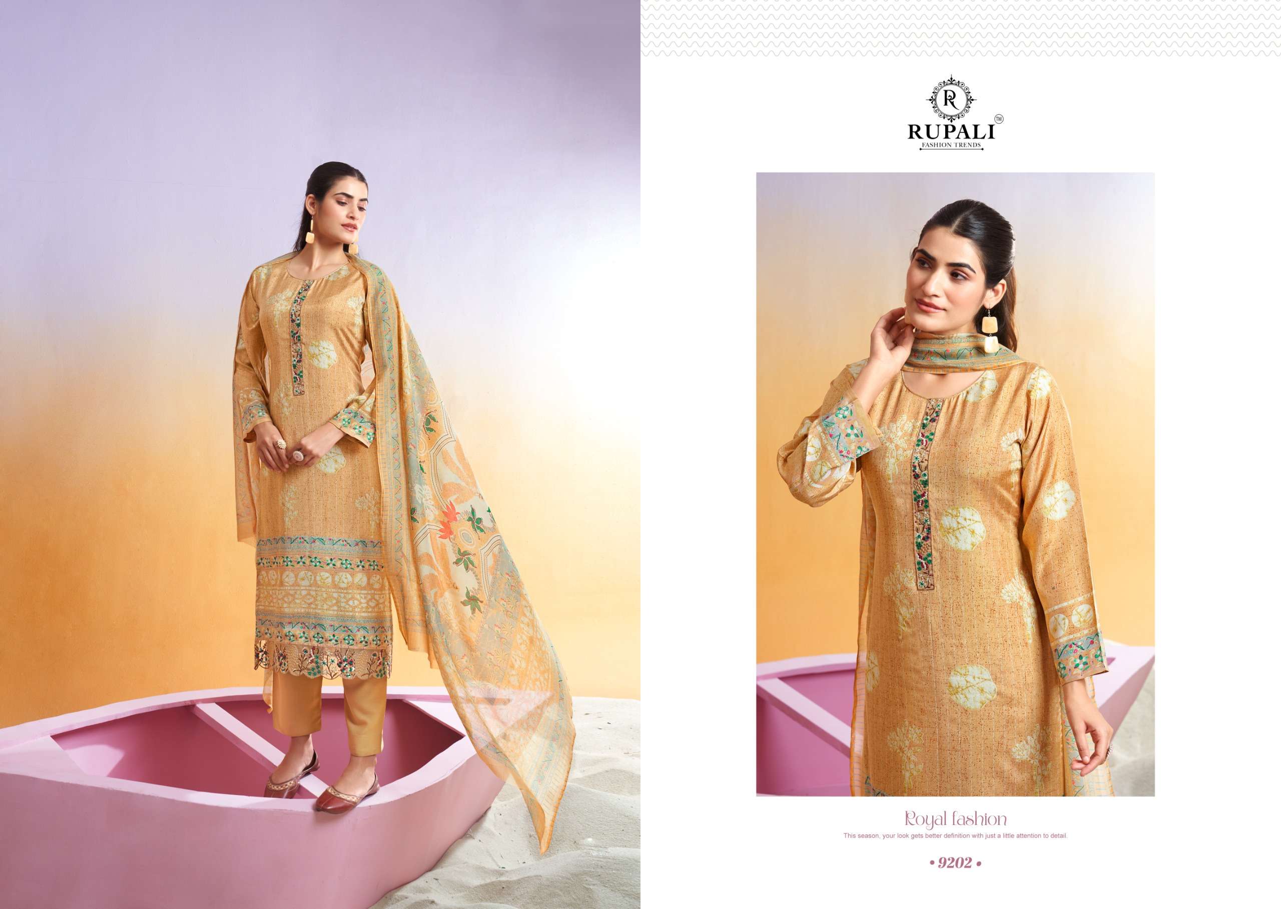 Rupali Fashion Nidhi Muslin Embroidered Dress Material