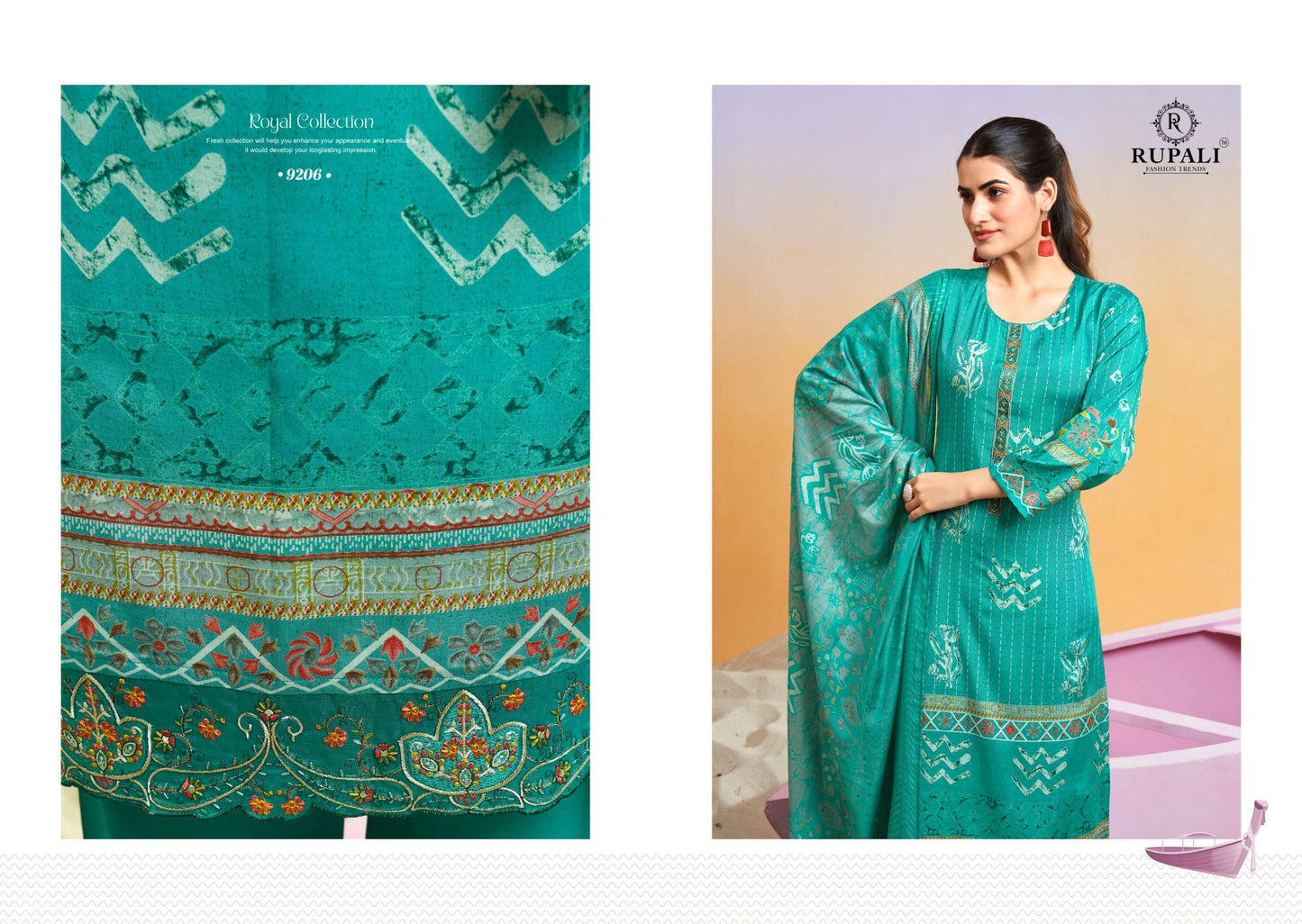Rupali Fashion Nidhi Muslin Embroidered Dress Material