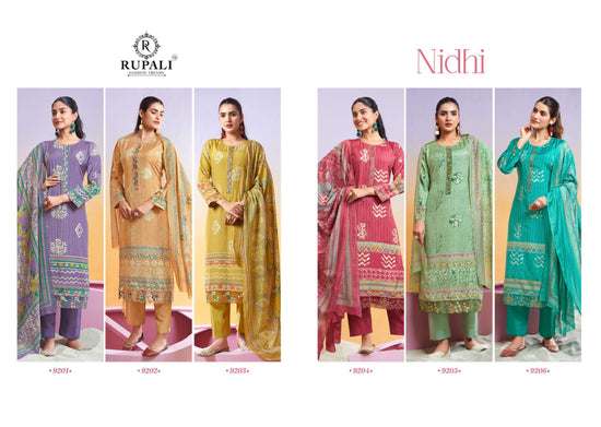 Rupali Fashion Nidhi Muslin Embroidered Dress Material