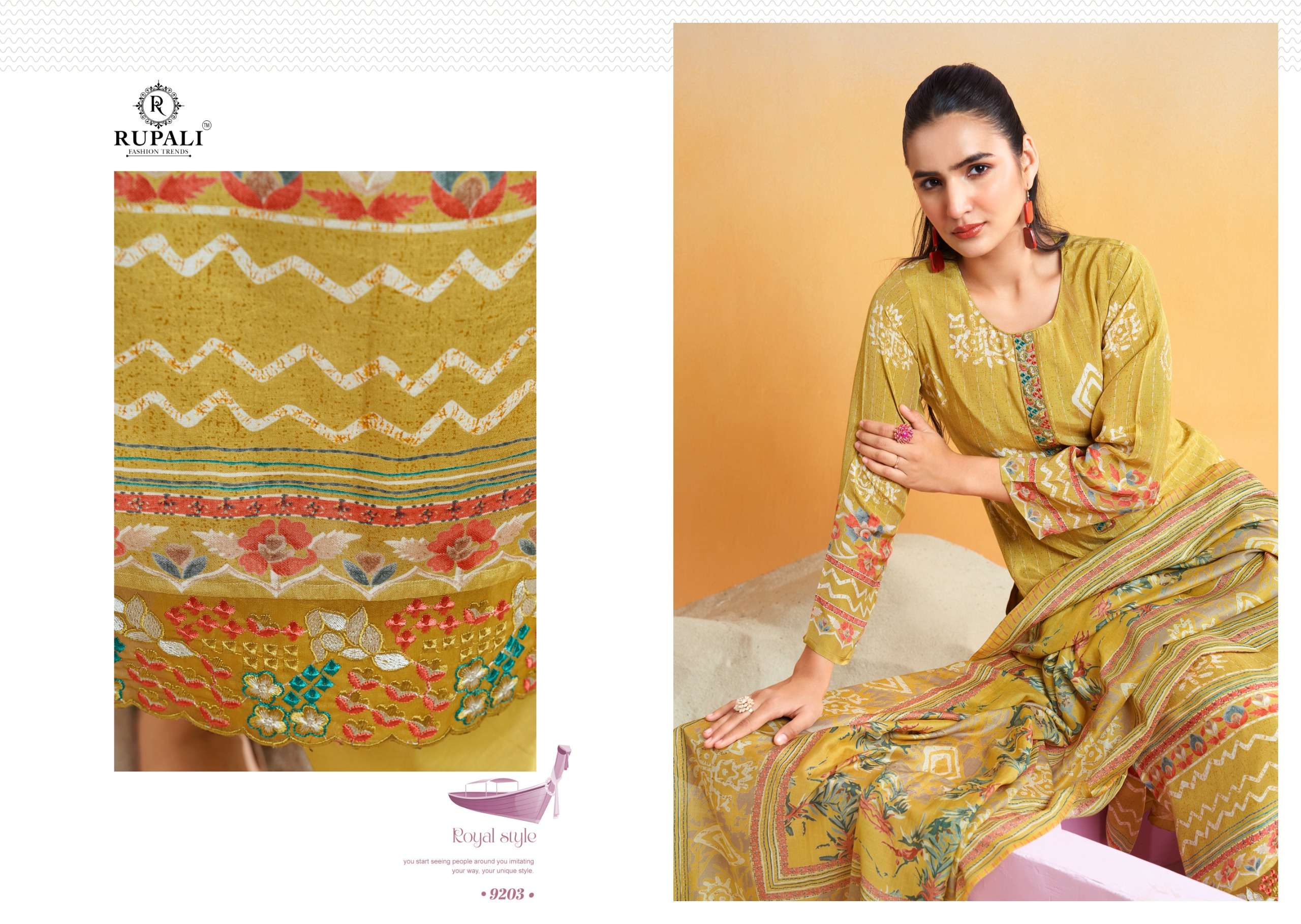 Rupali Fashion Nidhi Muslin Embroidered Dress Material