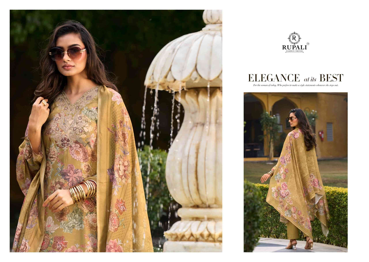 Rupali Fashion Nikita Viscose Muslin Embroidered Dress Material