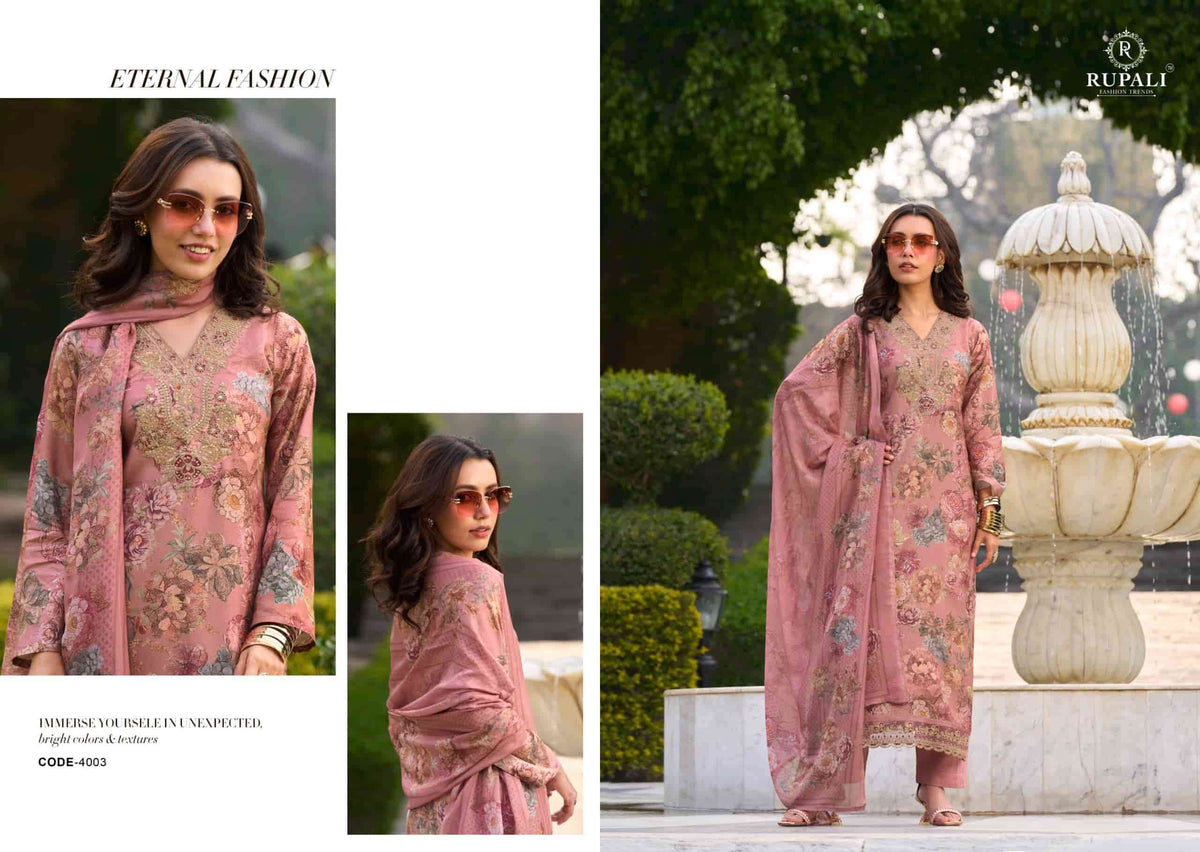 Rupali Fashion Nikita Viscose Muslin Embroidered Dress Material