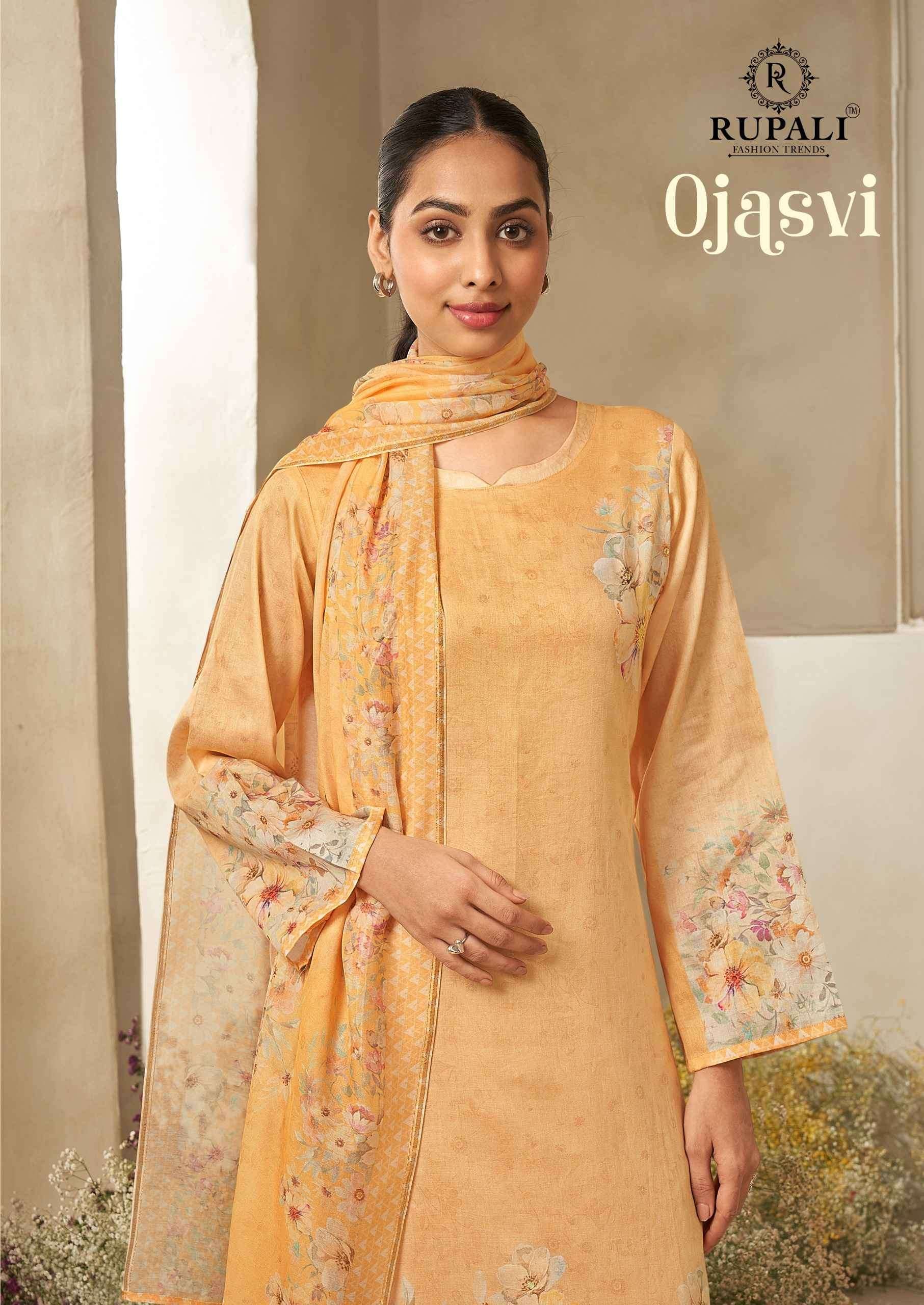 Rupali Fashion Ojasvi Jaam Satin Digital Printed Dress Material