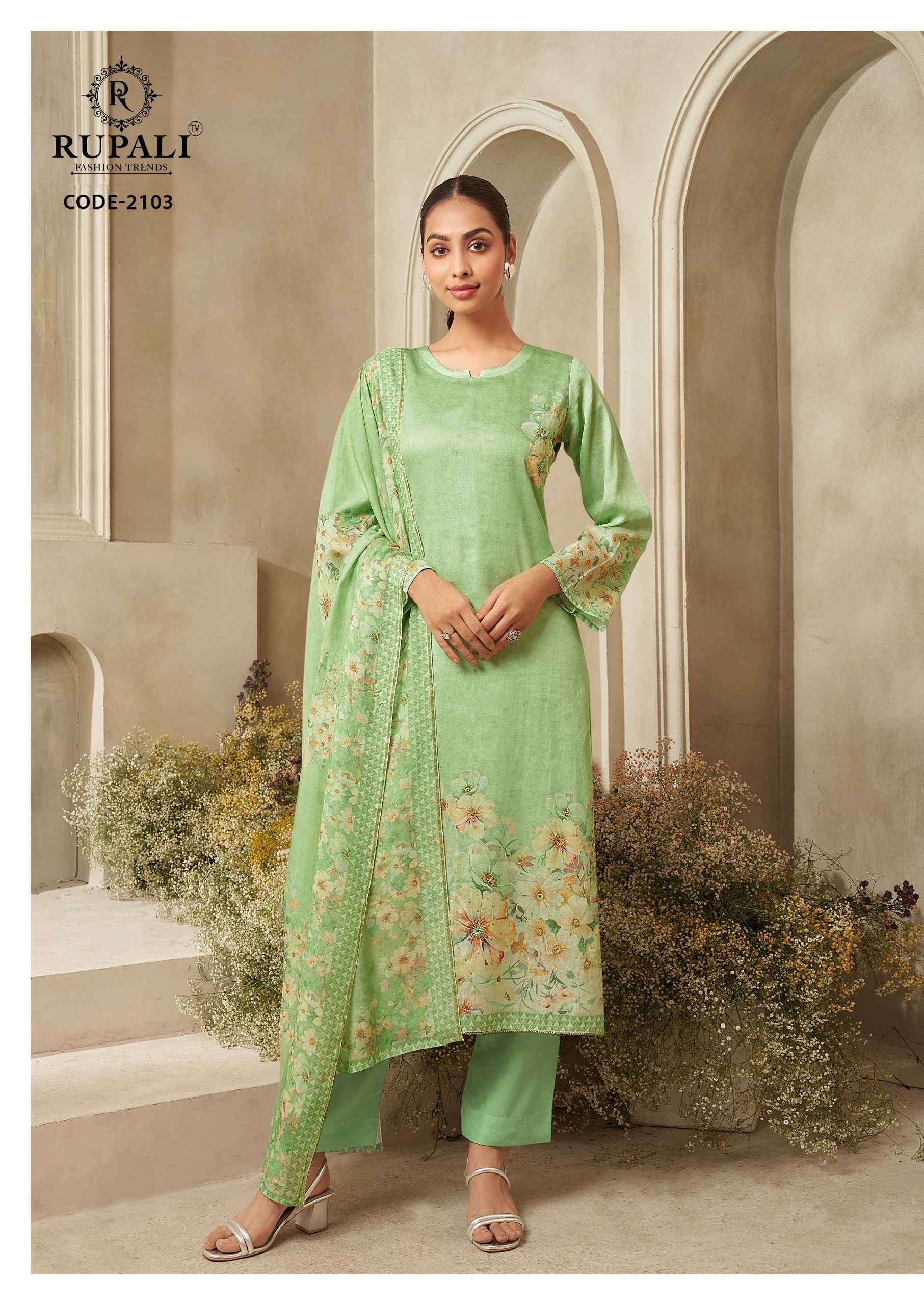 Rupali Fashion Ojasvi Jaam Satin Digital Printed Dress Material