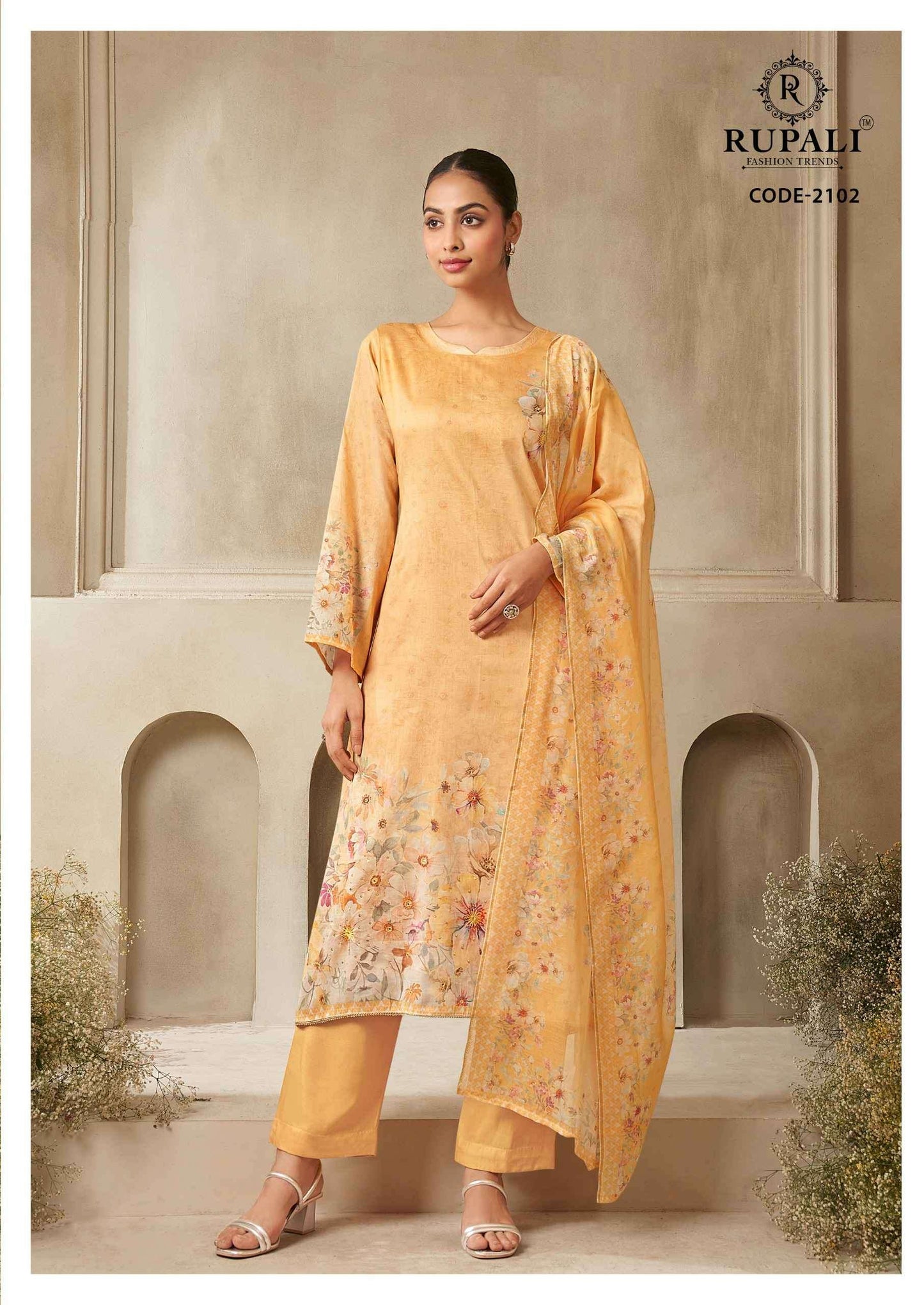 Rupali Fashion Ojasvi Jaam Satin Digital Printed Dress Material
