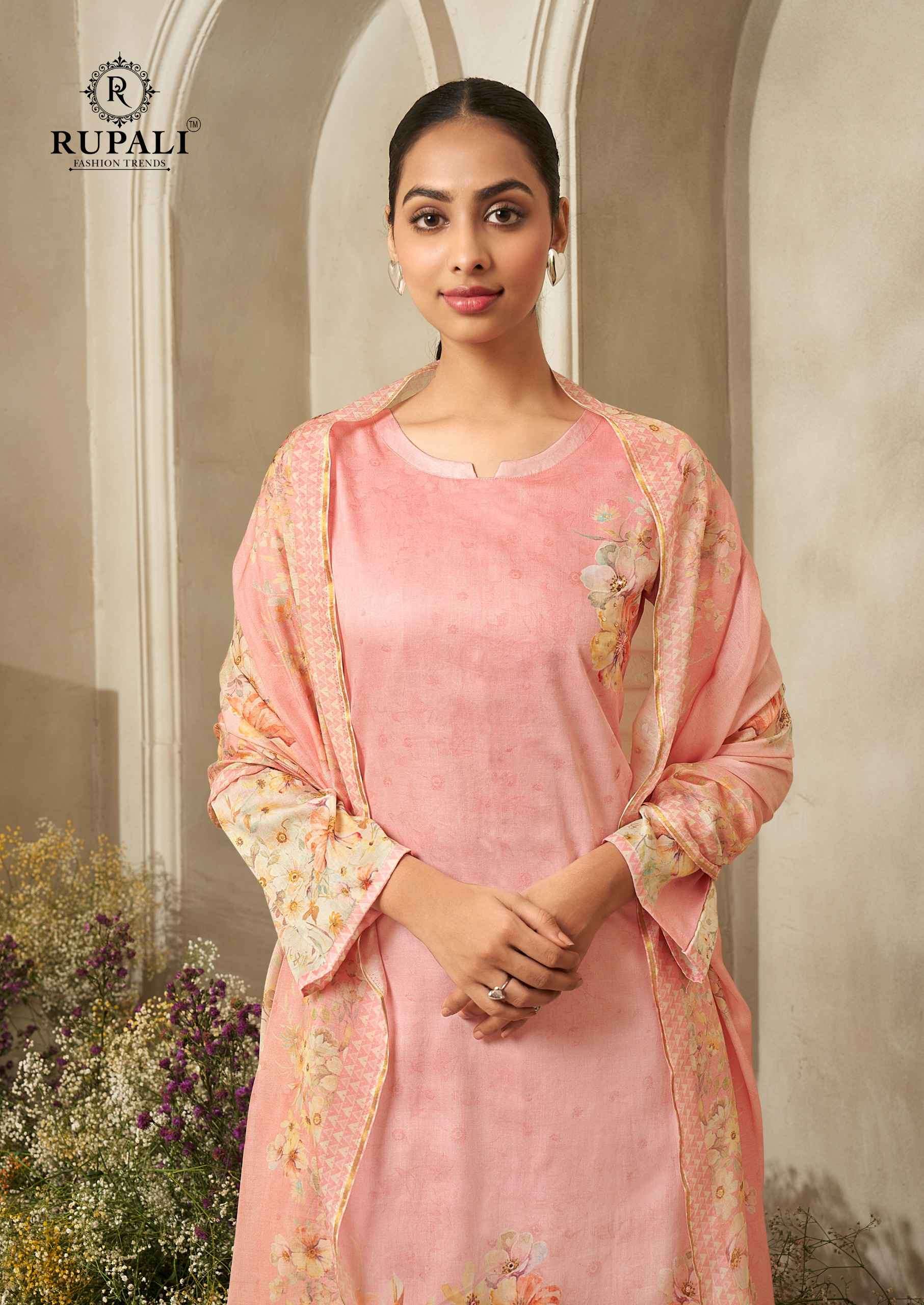 Rupali Fashion Ojasvi Jaam Satin Digital Printed Dress Material