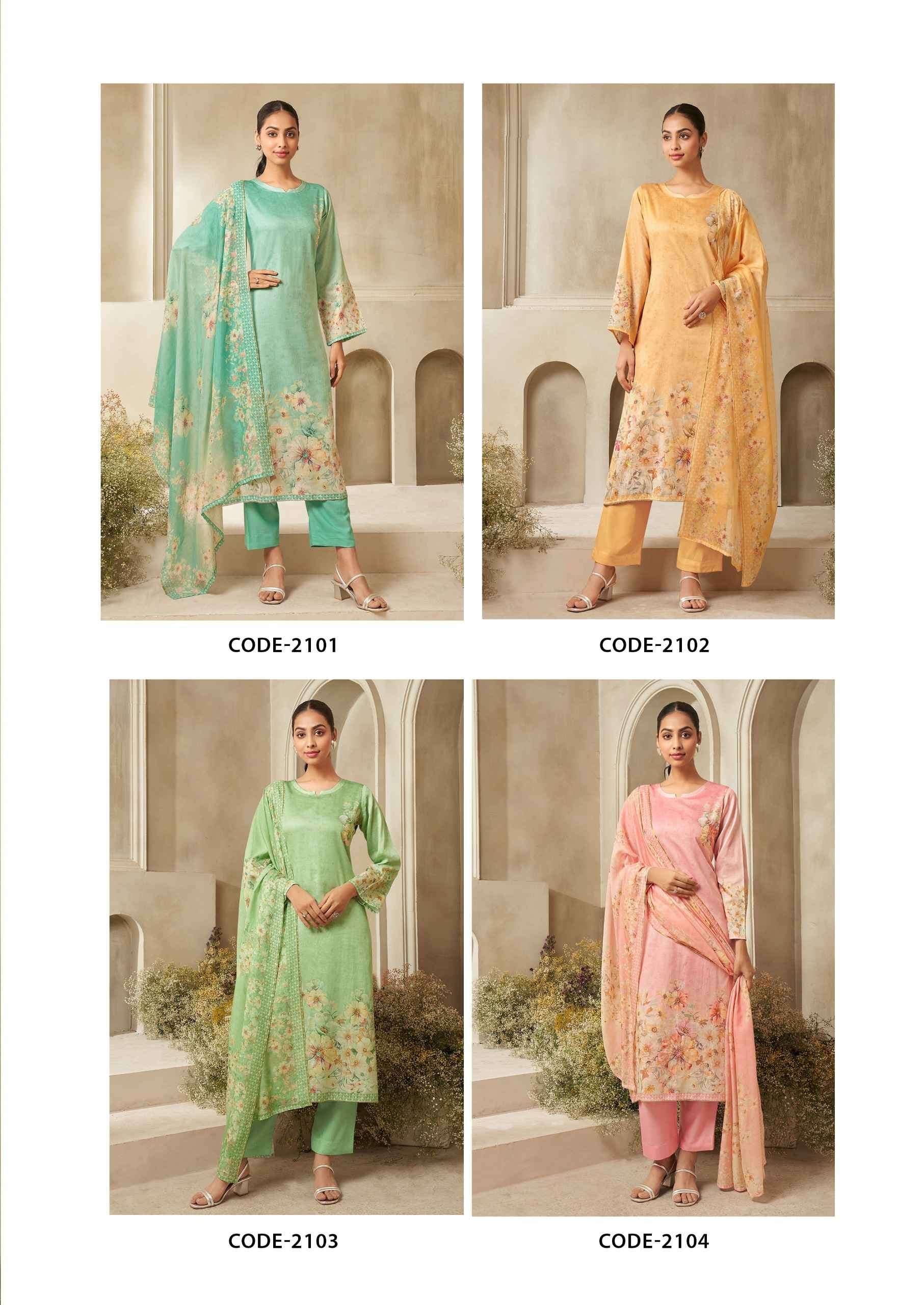 Rupali Fashion Ojasvi Jaam Satin Digital Printed Dress Material