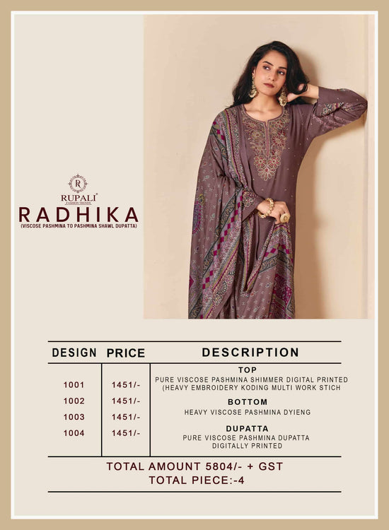 Rupali Fashion Radhika Viscose Pashmina Unstitched Dress Material
