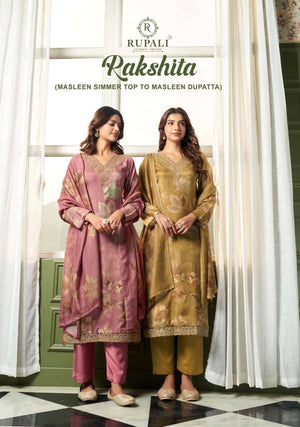 Rupali Fashion Rakshita Premium Viscose Muslin Shimmer Dress Material - Amrah Wholesale