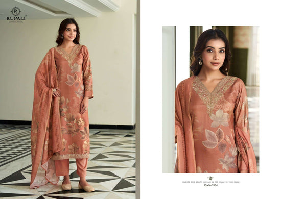 Rupali Fashion Rakshita Premium Viscose Muslin Shimmer Dress Material - Amrah Wholesale