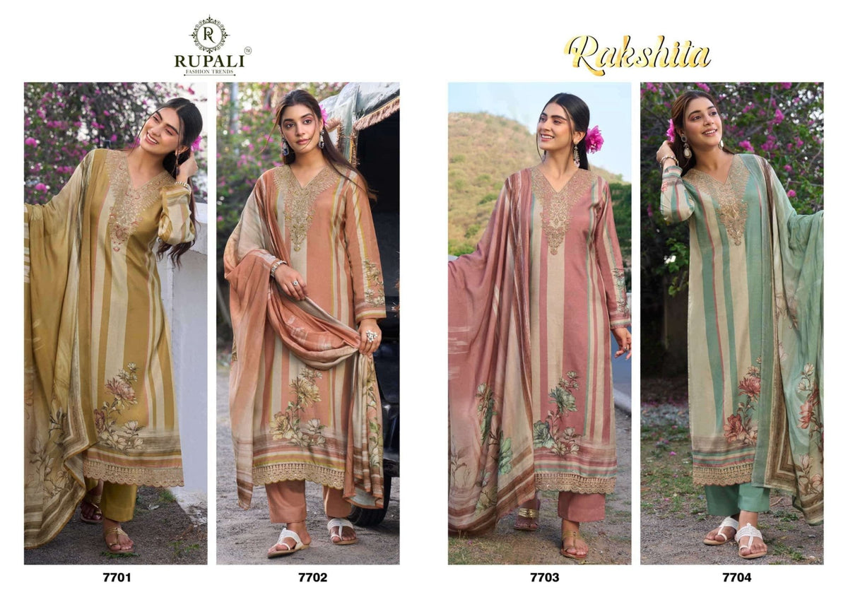 Rupali Fashion Rakshita Vol 2 Premium Muslin Dress Material - Amrah Wholesale