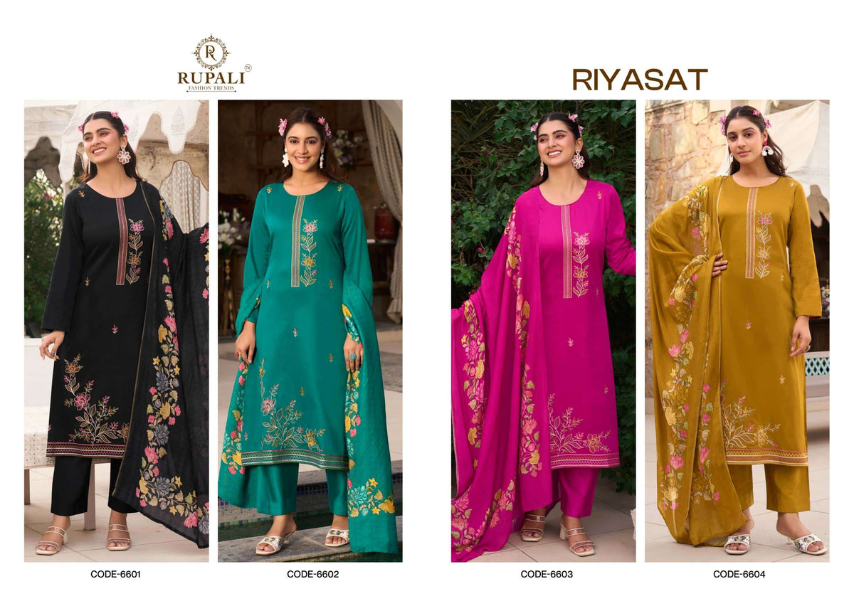 Rupali Fashion Riyasat Jaam Satin Embroidered Salwar Suit Set