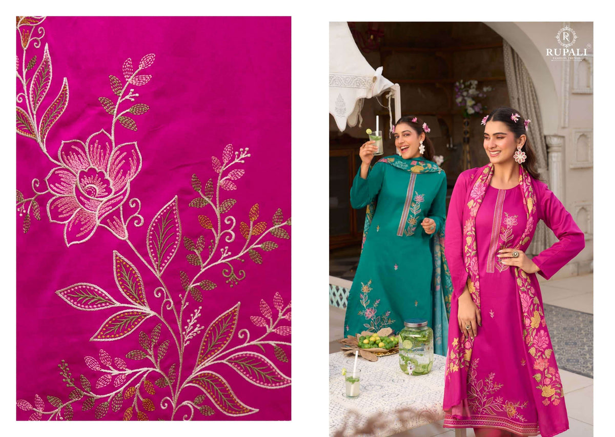 Rupali Fashion Riyasat Jaam Satin Embroidered Salwar Suit Set