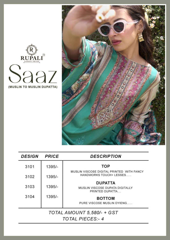 Rupali Fashion Saaz Muslin Viscose Dress Material
