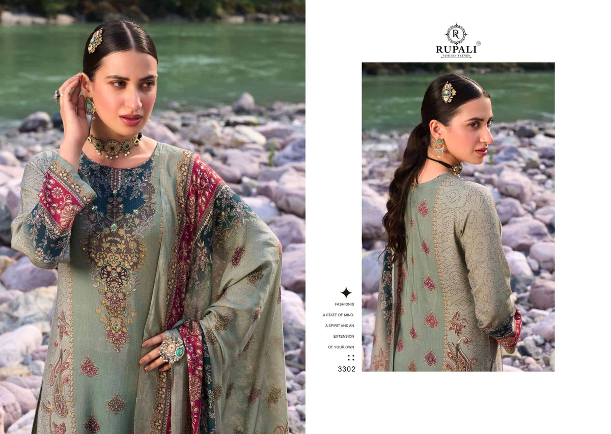 Rupali Fashion Safari Scape Pure Viscose Muslin Dress Material
