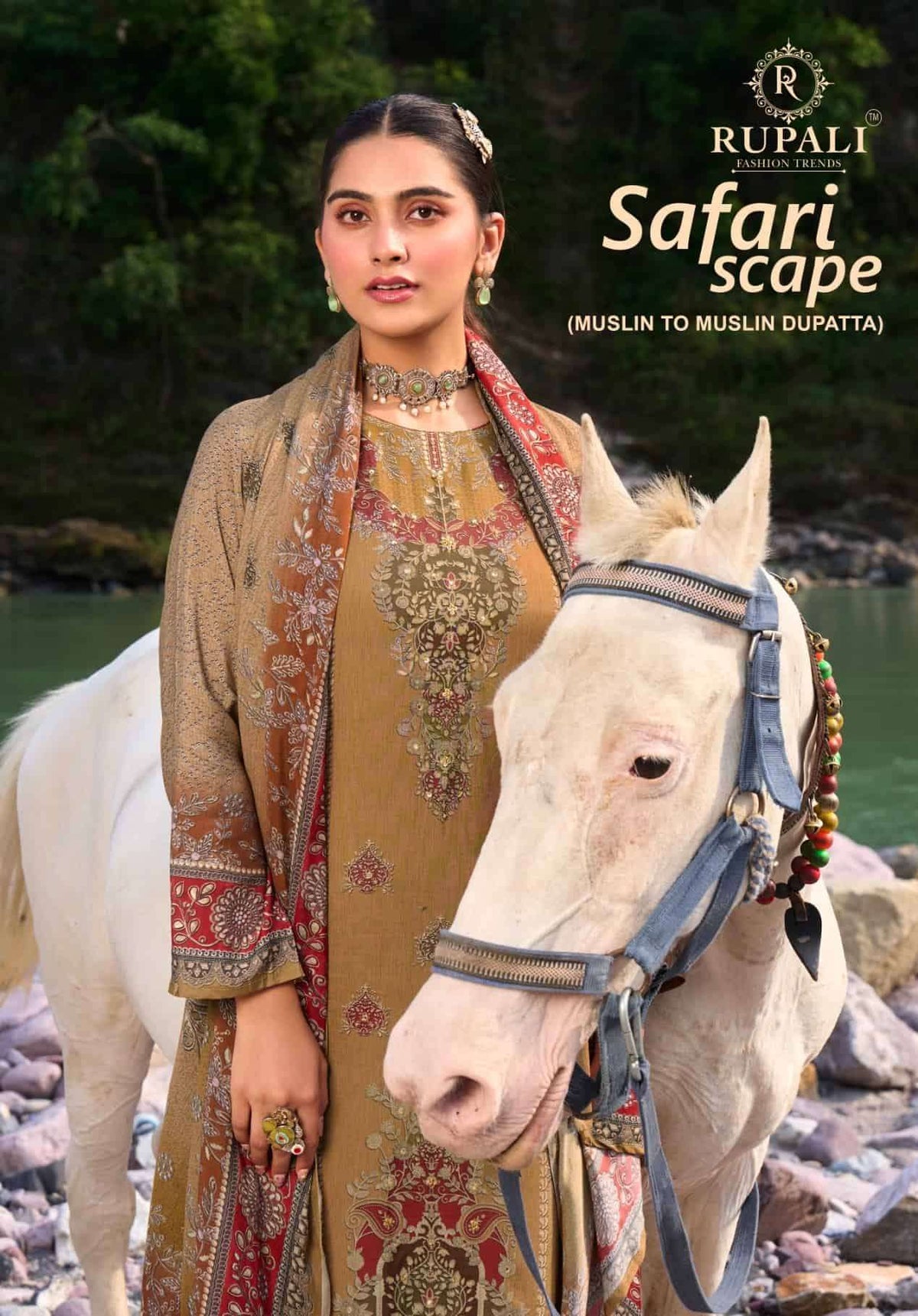 Rupali Fashion Safari Scape Pure Viscose Muslin Dress Material
