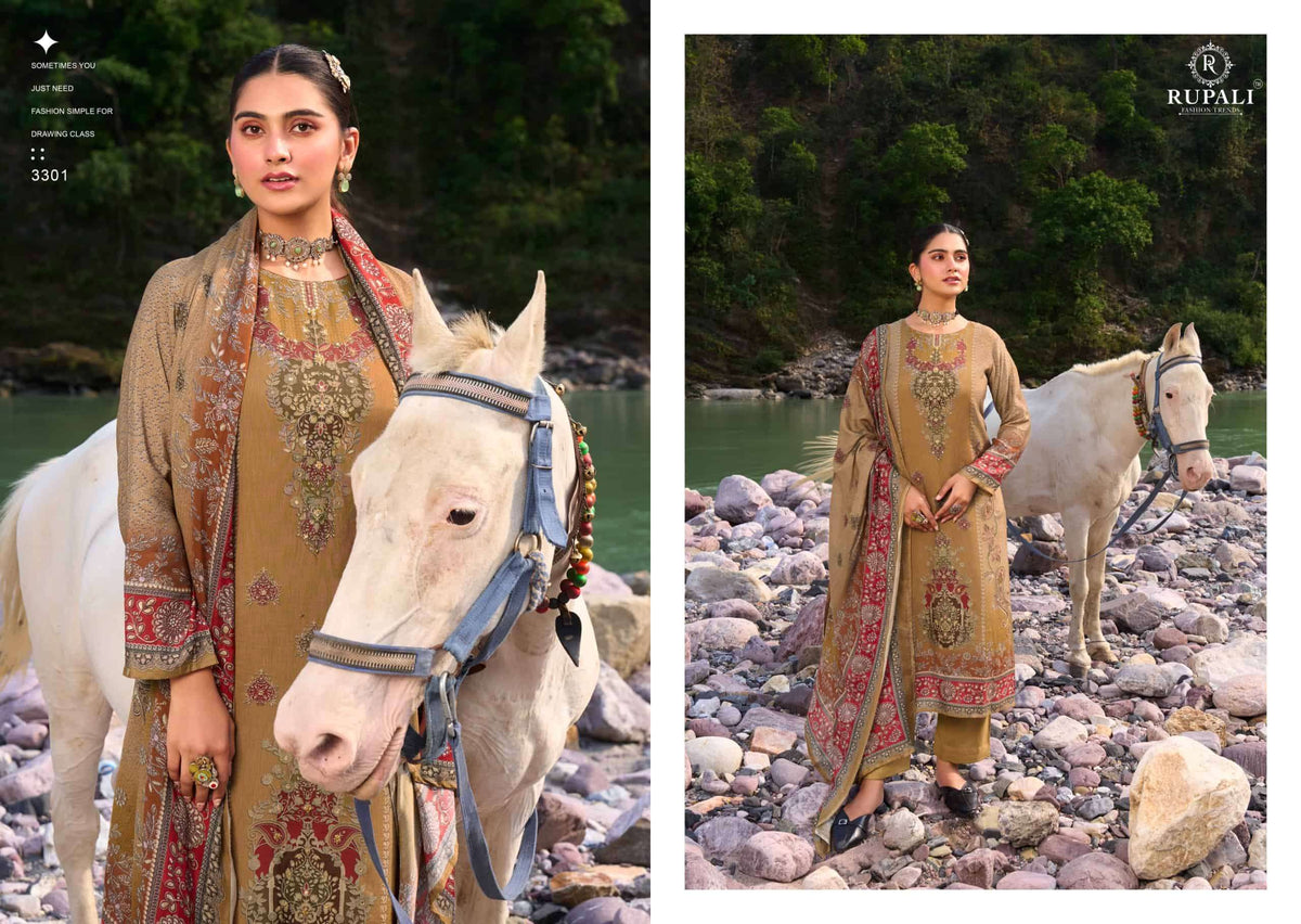 Rupali Fashion Safari Scape Pure Viscose Muslin Dress Material