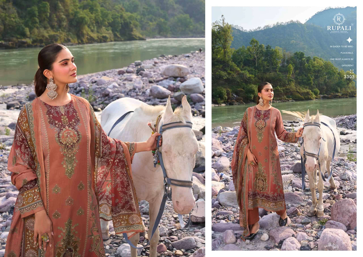 Rupali Fashion Safari Scape Pure Viscose Muslin Dress Material