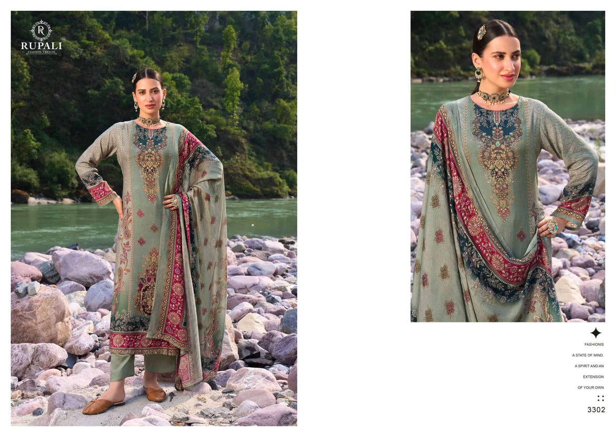 Rupali Fashion Safari Scape Pure Viscose Muslin Dress Material