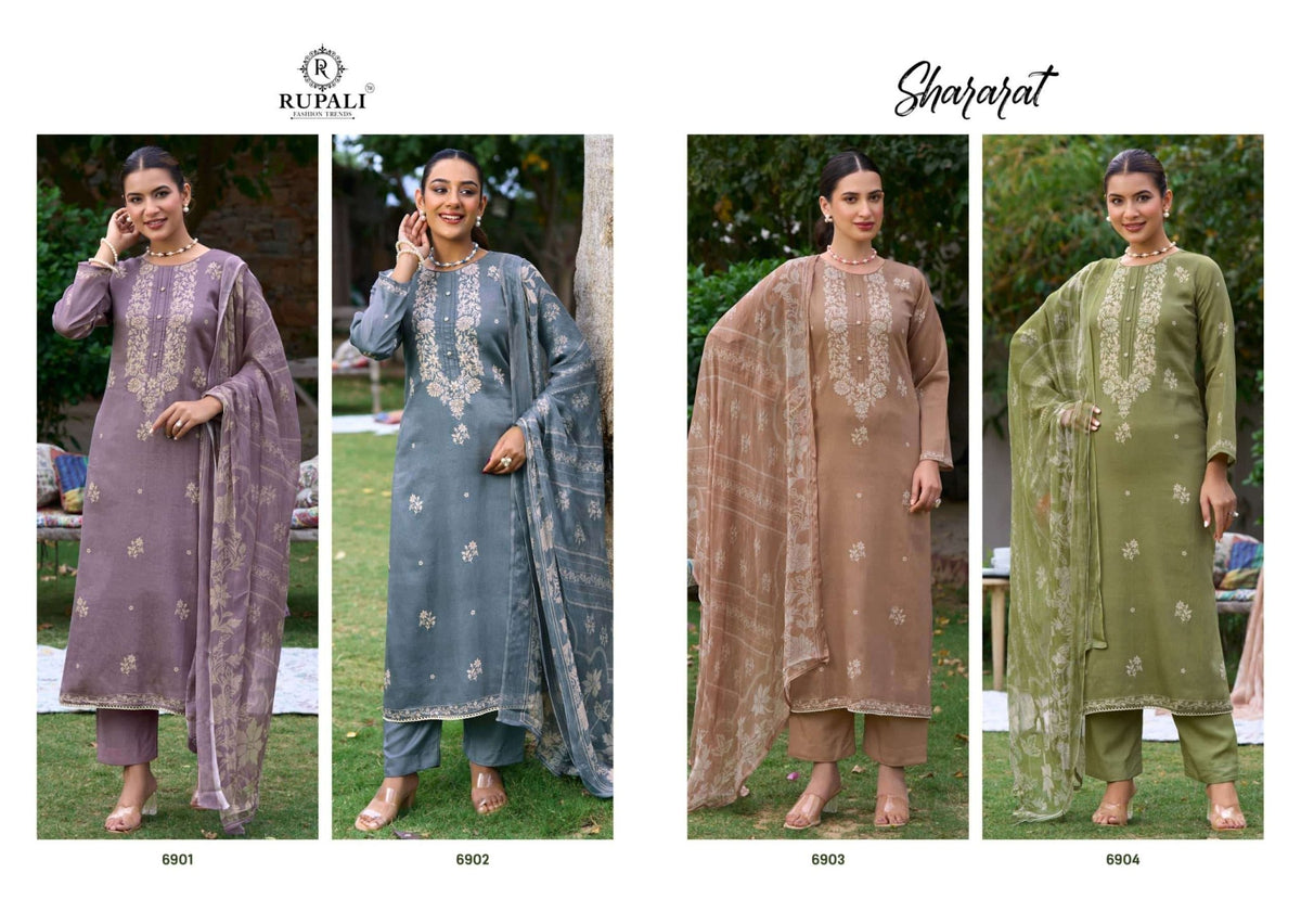 Rupali Fashion Shararat Jam Satin Dress Material - Amrah Wholesale