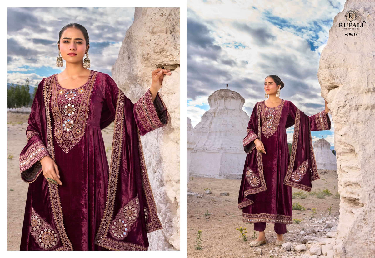 Rupali Fashion Teri Mohabbat Pure Viscose Velvet Zardosi Suit