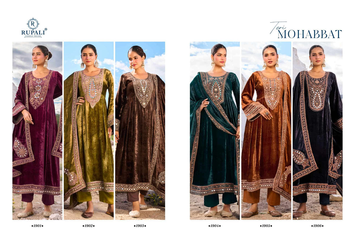 Rupali Fashion Teri Mohabbat Pure Viscose Velvet Zardosi Suit