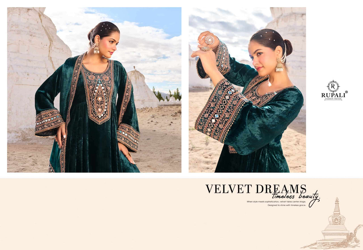 Rupali Fashion Teri Mohabbat Pure Viscose Velvet Zardosi Suit