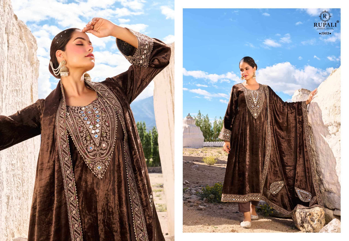 Rupali Fashion Teri Mohabbat Pure Viscose Velvet Zardosi Suit