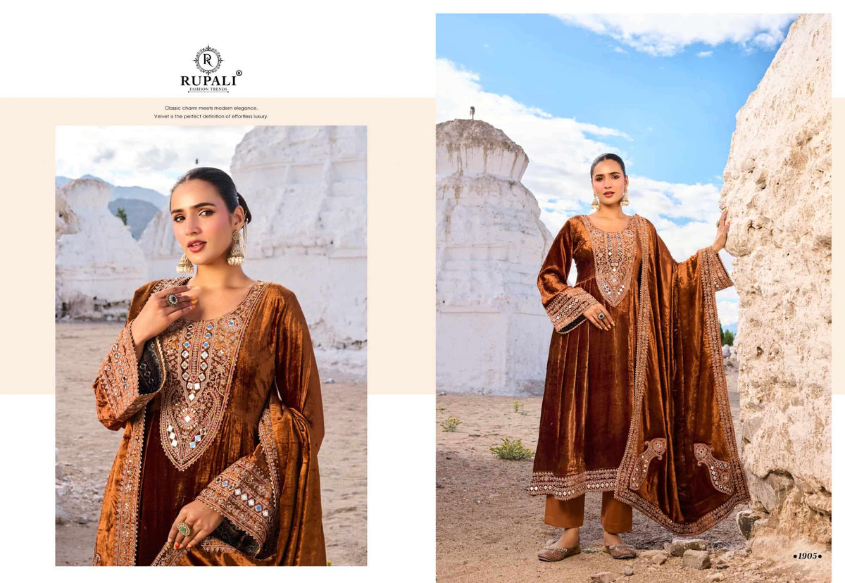 Rupali Fashion Teri Mohabbat Pure Viscose Velvet Zardosi Suit