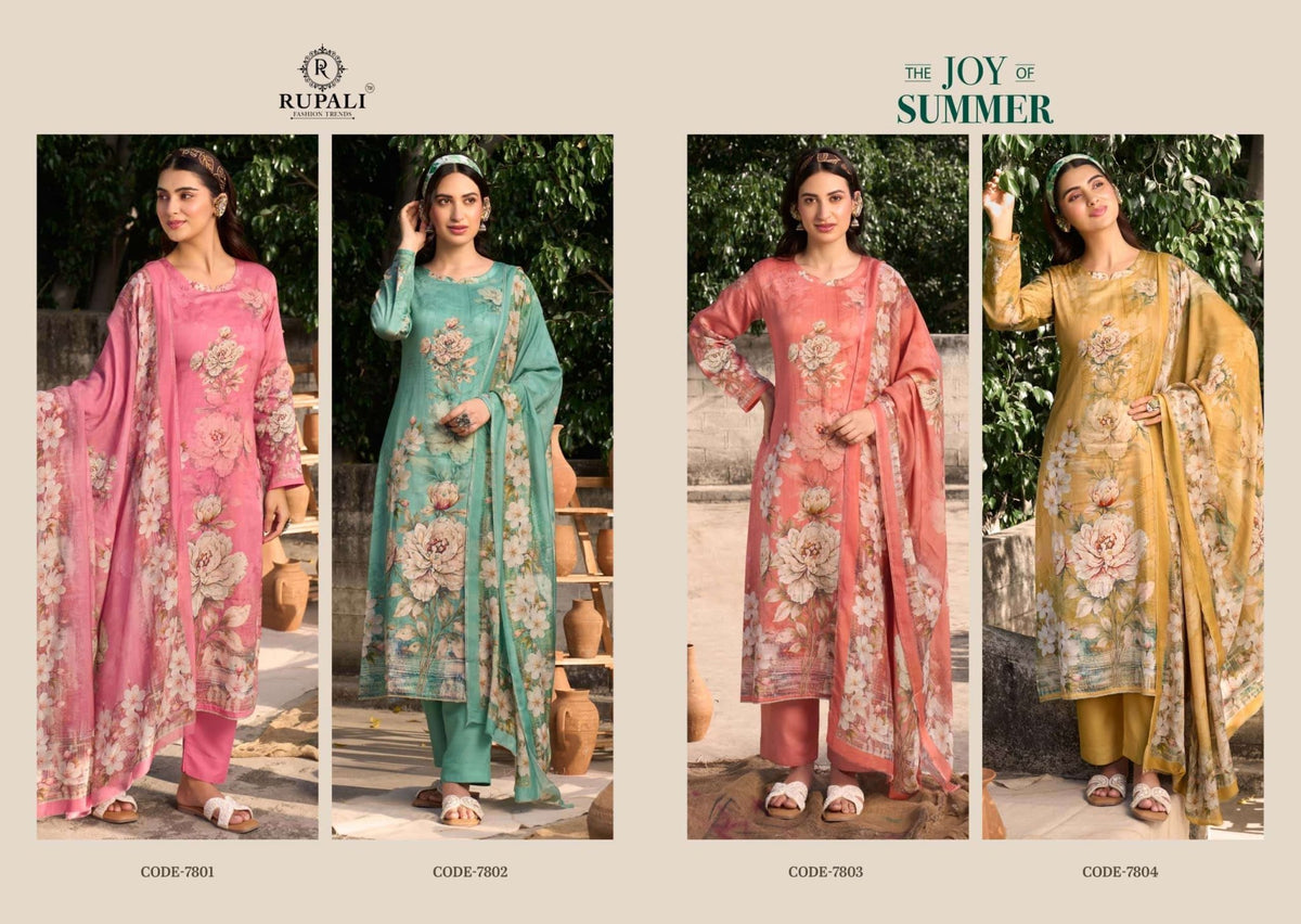 Rupali Fashion The Joy Of Summer Satin Dress Material - Amrah Wholesale