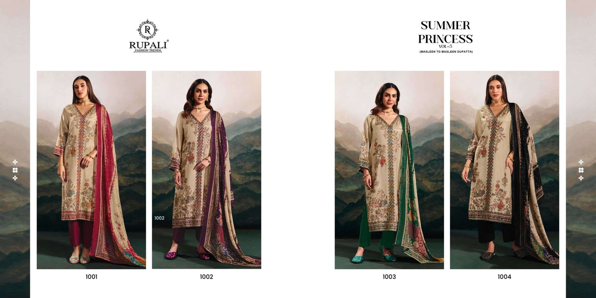 Rupali Fashion The Summer Princess Vol 3 Viscose Muslin Dress Material - Amrah Wholesale
