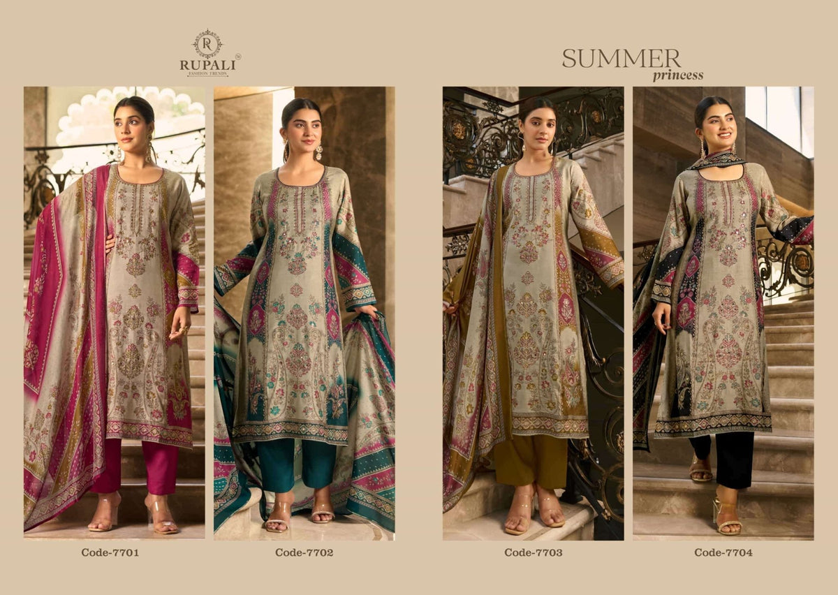Rupali Fashion The Summer Princess Vol 5 Premium Viscose Muslin Dress Material - Amrah Wholesale