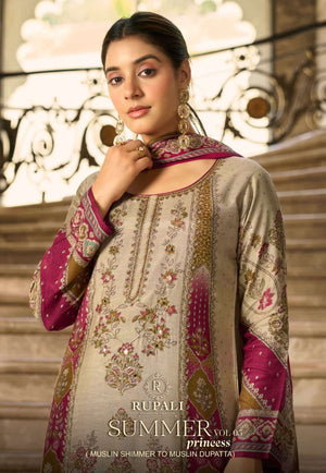 Rupali Fashion The Summer Princess Vol 5 Premium Viscose Muslin Dress Material - Amrah Wholesale