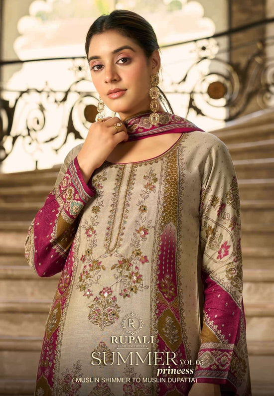 Rupali Fashion The Summer Princess Vol 5 Premium Viscose Muslin Dress Material - Amrah Wholesale
