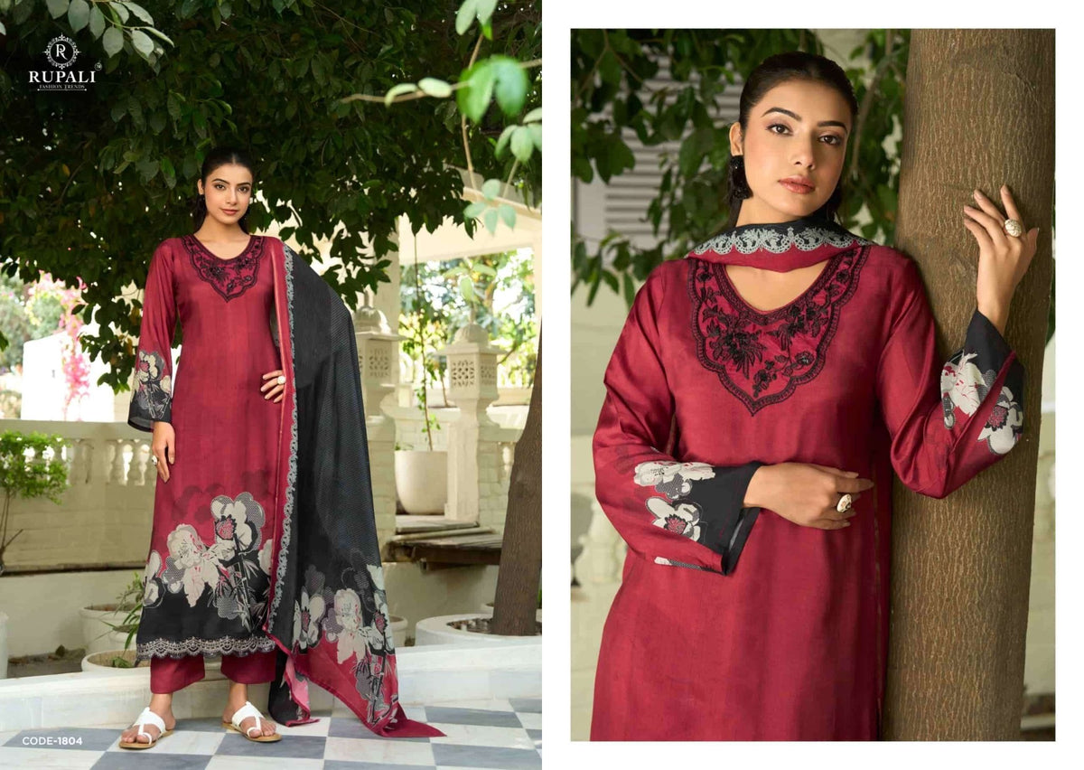 Rupali Fashion Tohfa Muslin Embroidered Dress Material - Amrah Wholesale