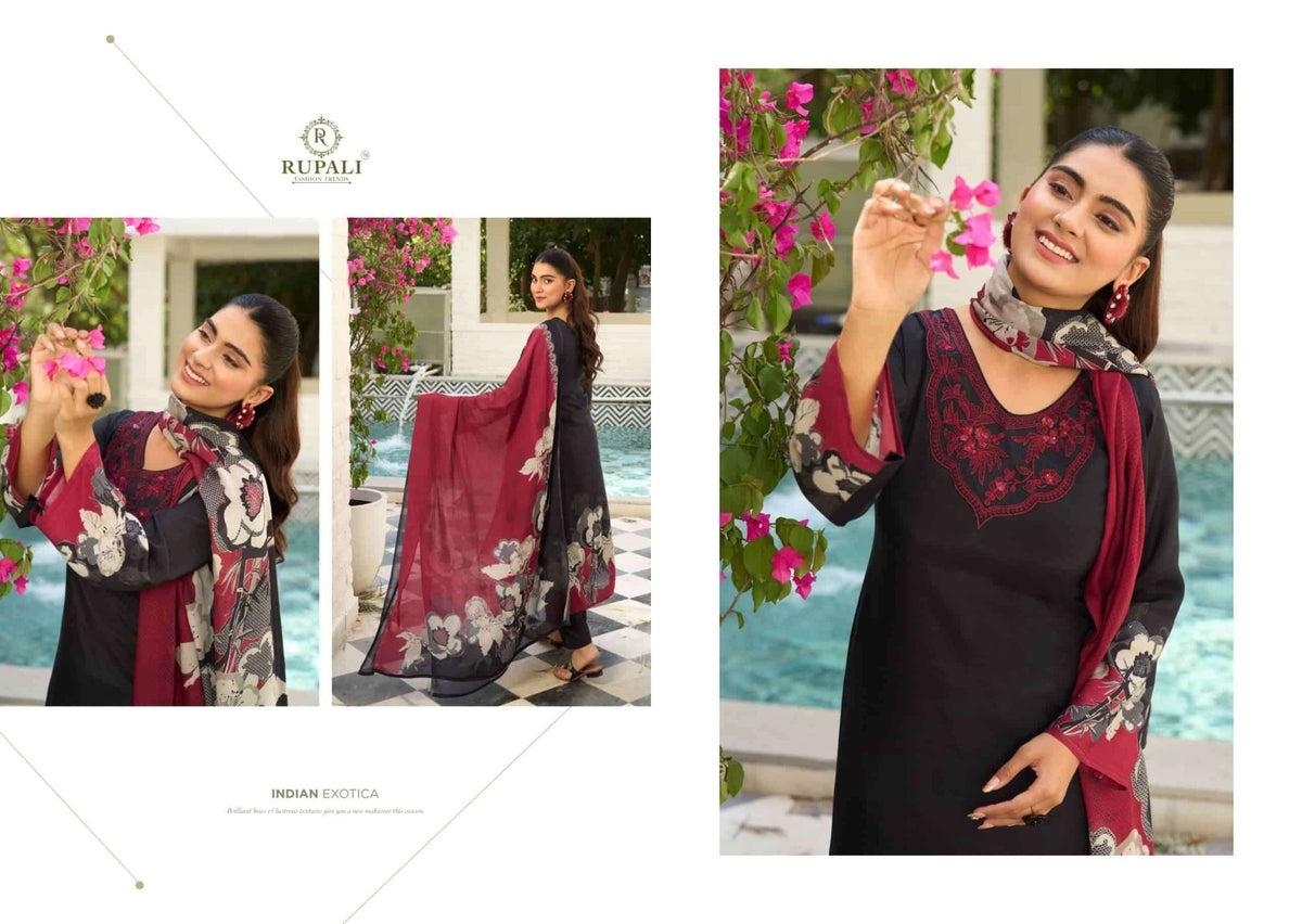 Rupali Fashion Tohfa Muslin Embroidered Dress Material - Amrah Wholesale