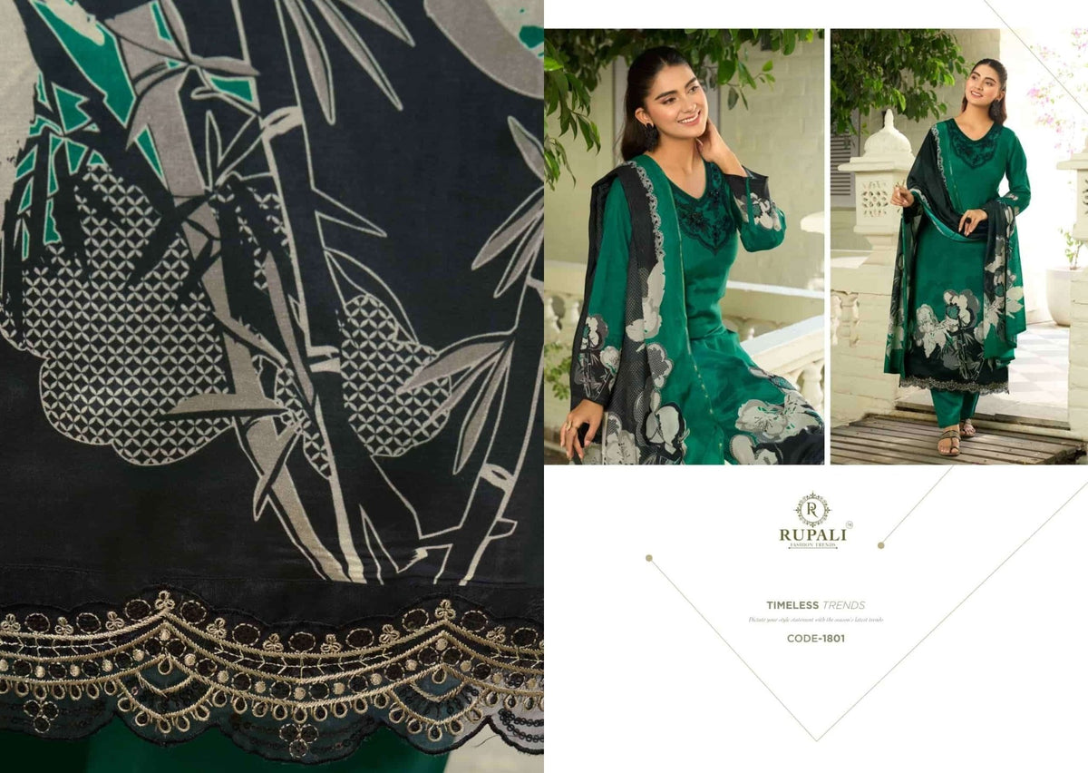 Rupali Fashion Tohfa Muslin Embroidered Dress Material - Amrah Wholesale