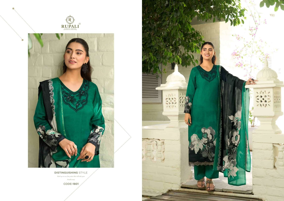 Rupali Fashion Tohfa Muslin Embroidered Dress Material - Amrah Wholesale