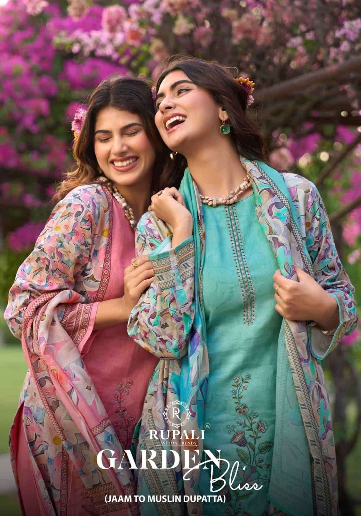 Rupali Fashion Garden Bliss Jam Satin Dress Material