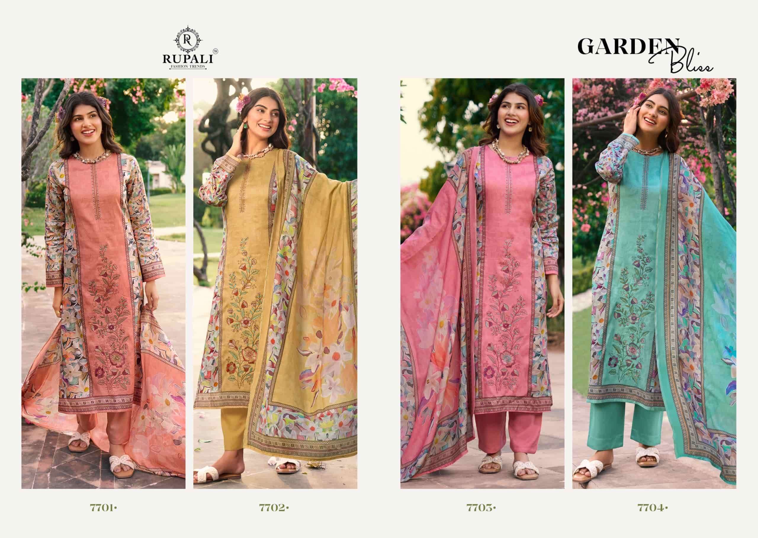 Rupali Fashion Garden Bliss Jam Satin Dress Material