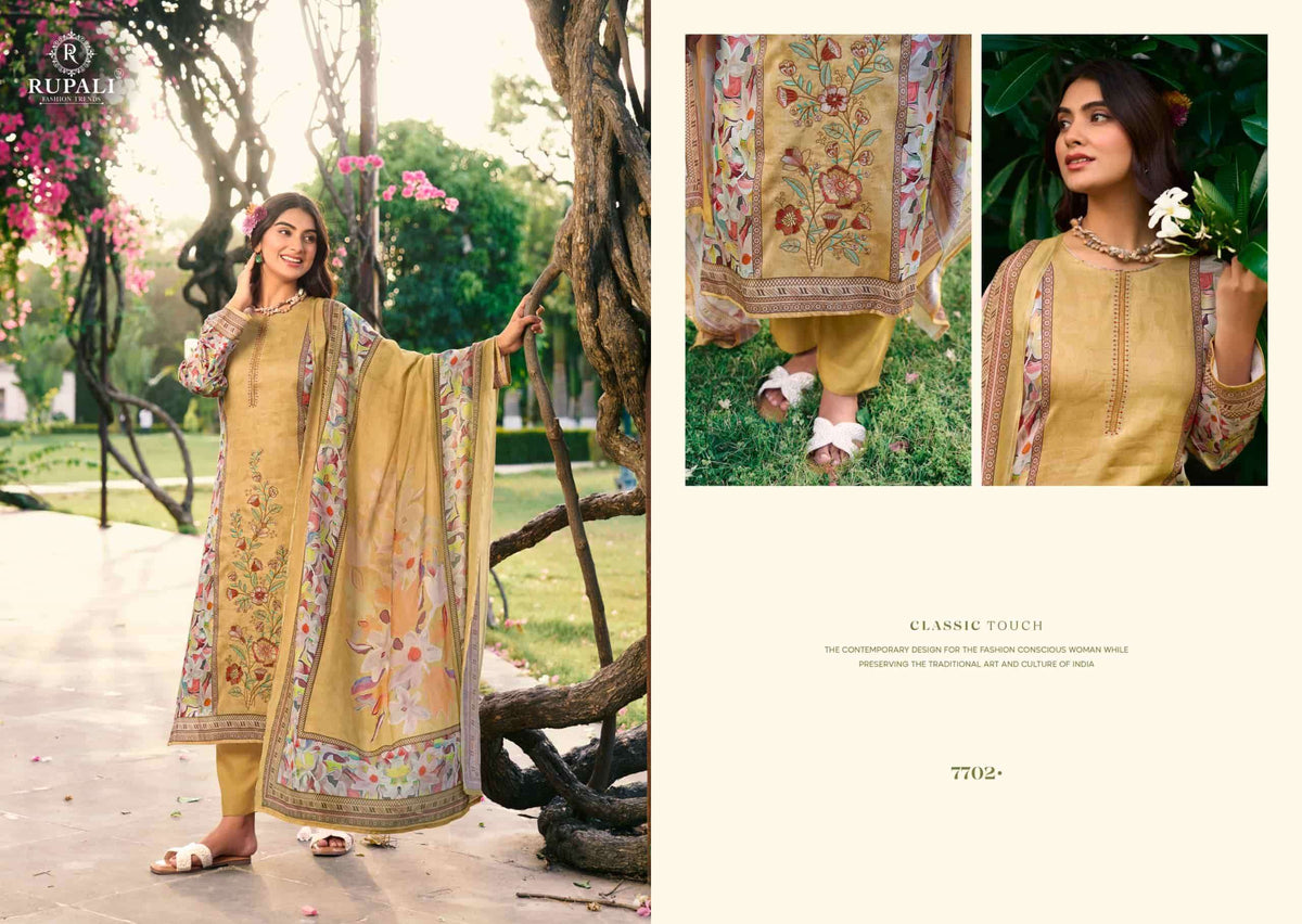 Rupali Fashion Garden Bliss Jam Satin Dress Material