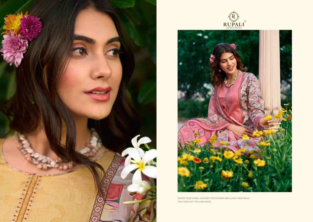 Rupali Fashion Garden Bliss Jam Satin Dress Material
