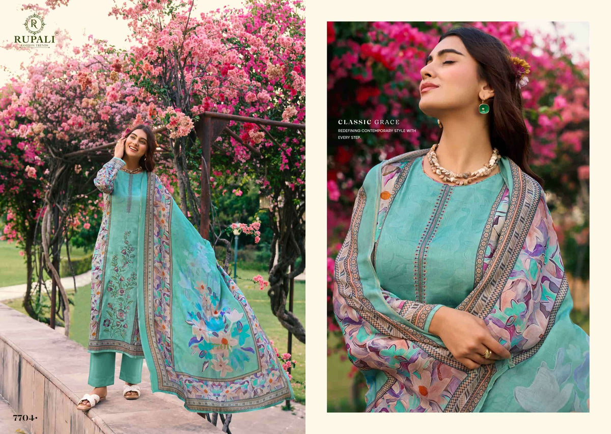 Rupali Fashion Garden Bliss Jam Satin Dress Material