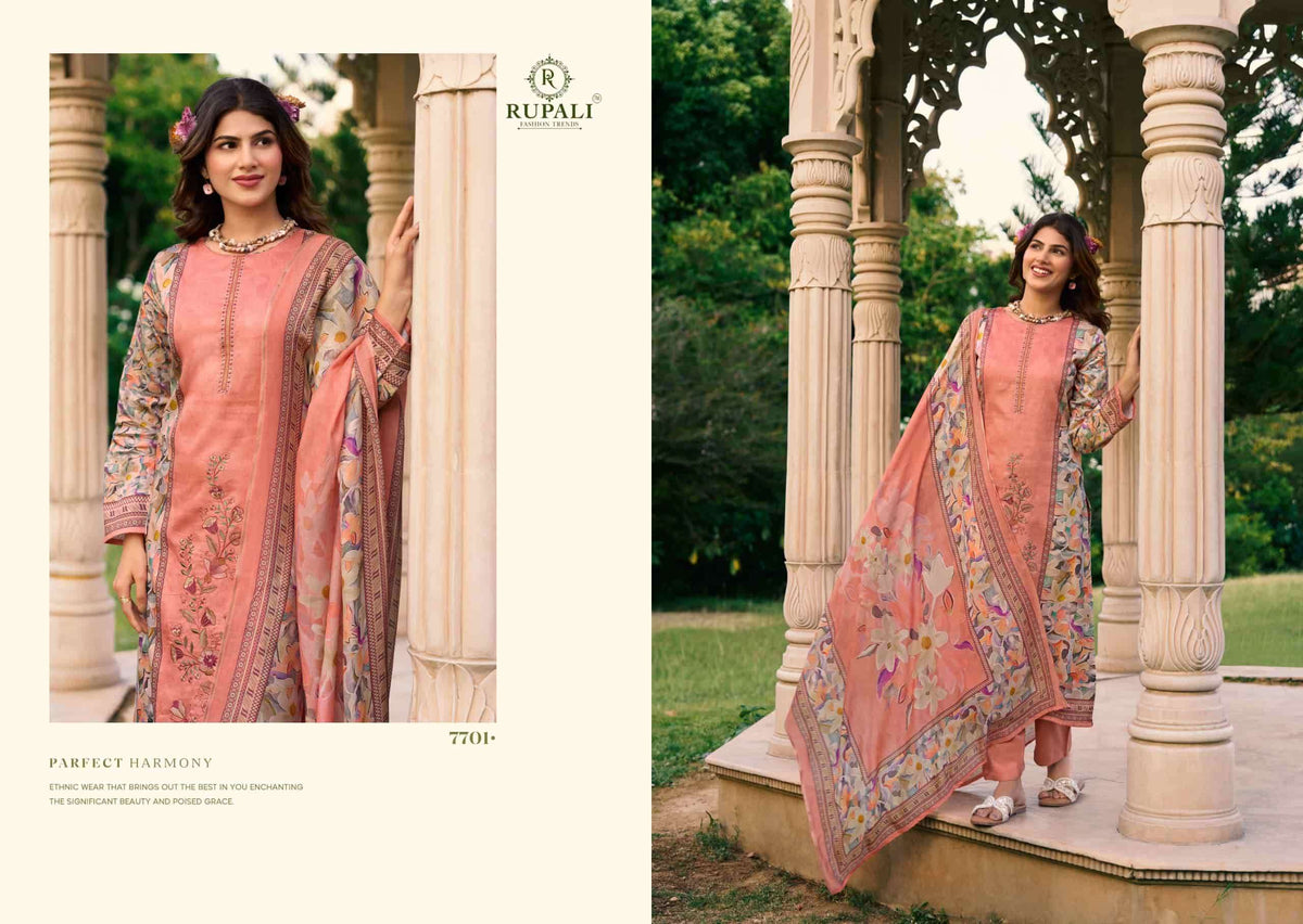 Rupali Fashion Garden Bliss Jam Satin Dress Material