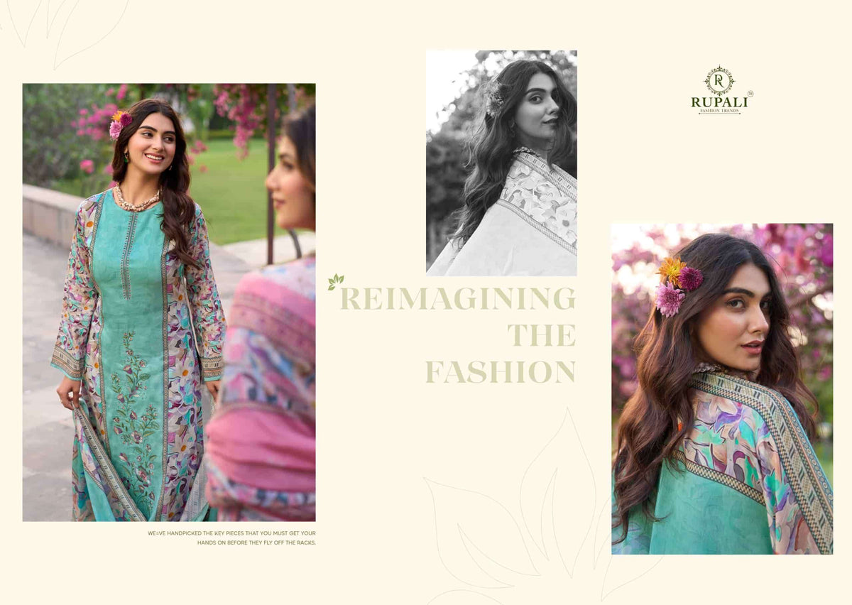 Rupali Fashion Garden Bliss Jam Satin Dress Material