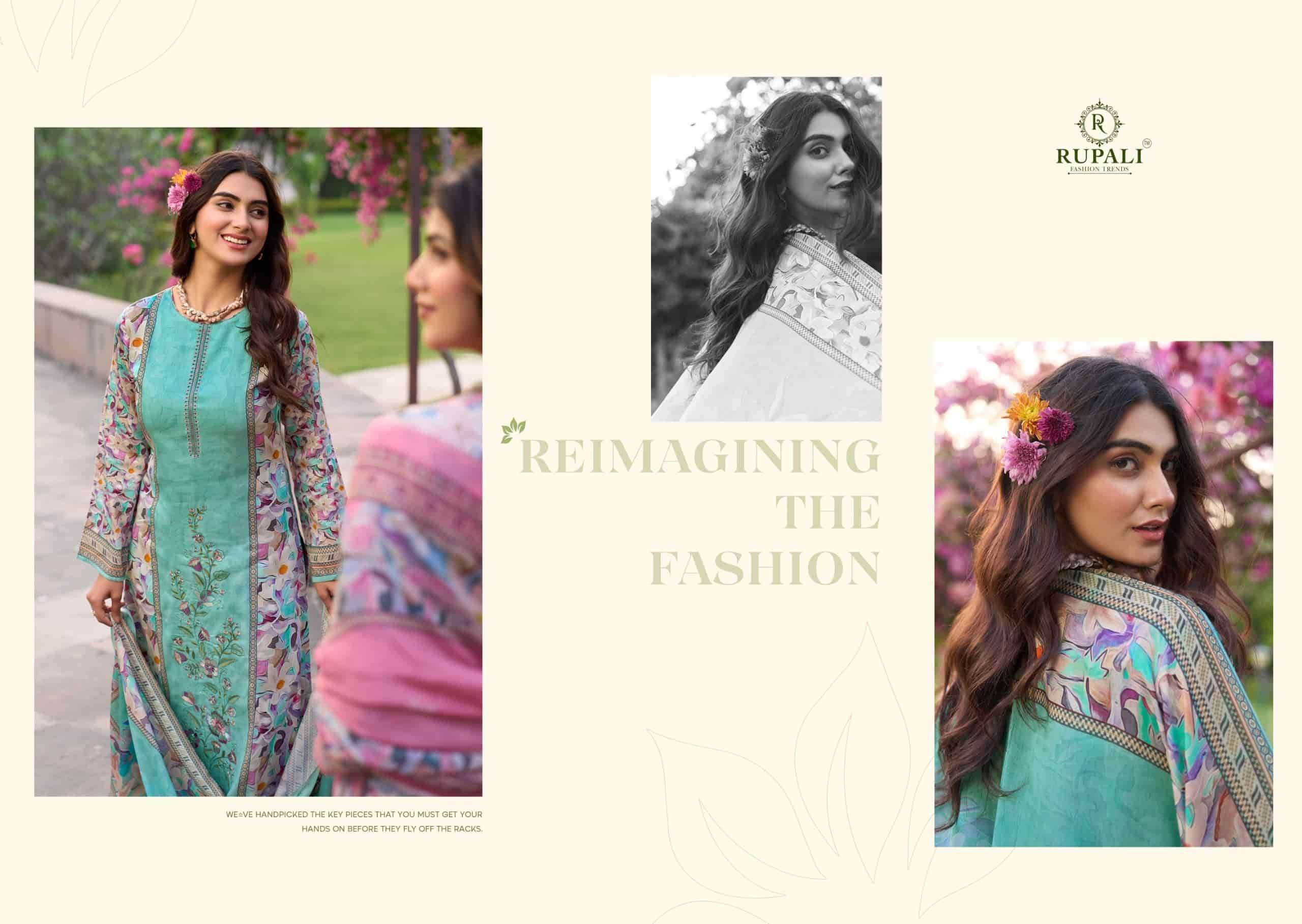 Rupali Fashion Garden Bliss Jam Satin Dress Material