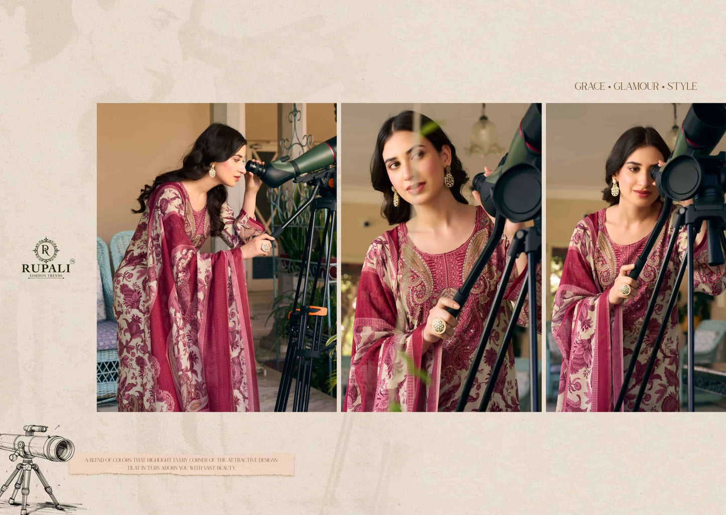 Rupali Fashion Gul Sitara Viscose Muslin Dress Material